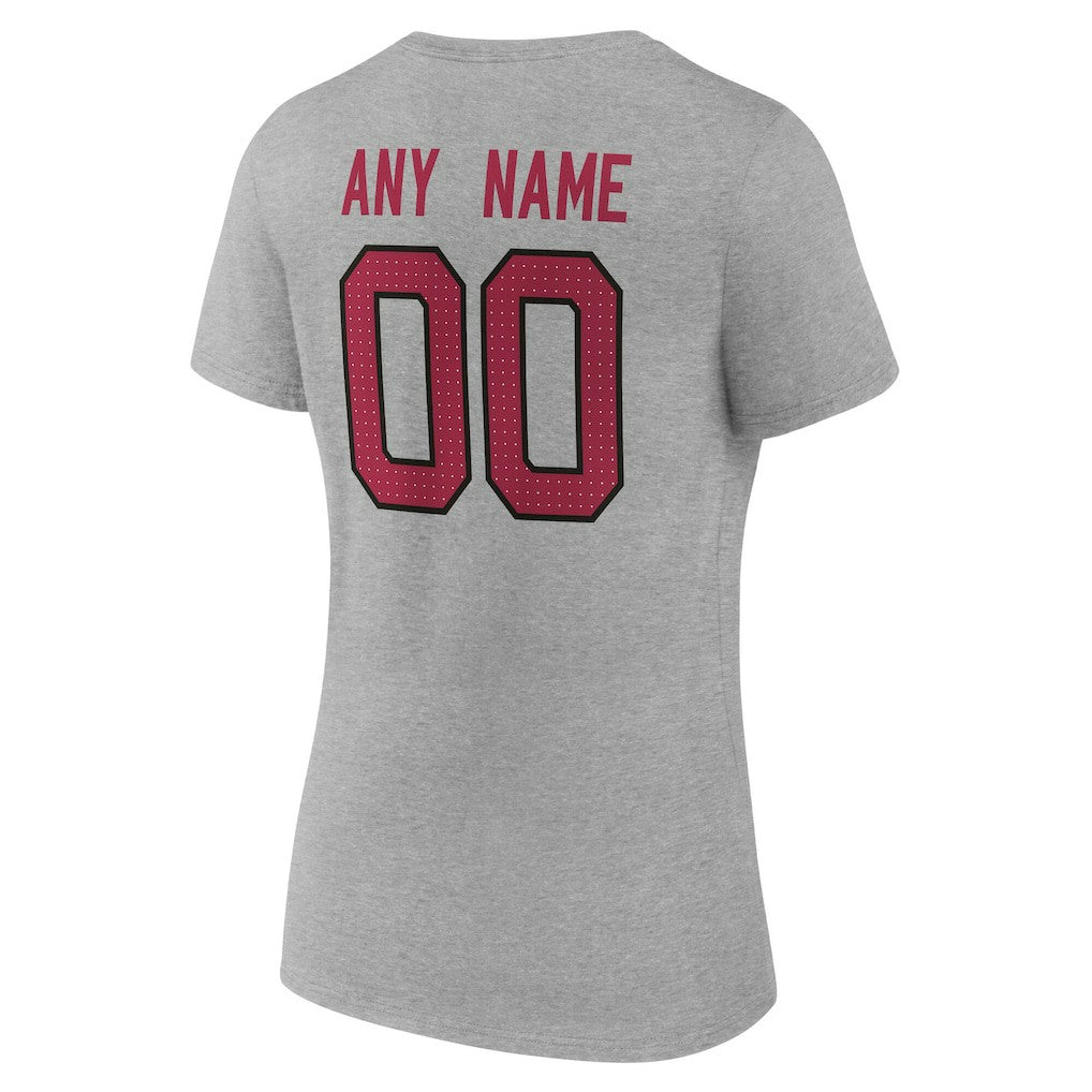 Arizona Cardinals Women's Team Authentic Personalized Name & Number V-Neck T-Shirt Gray