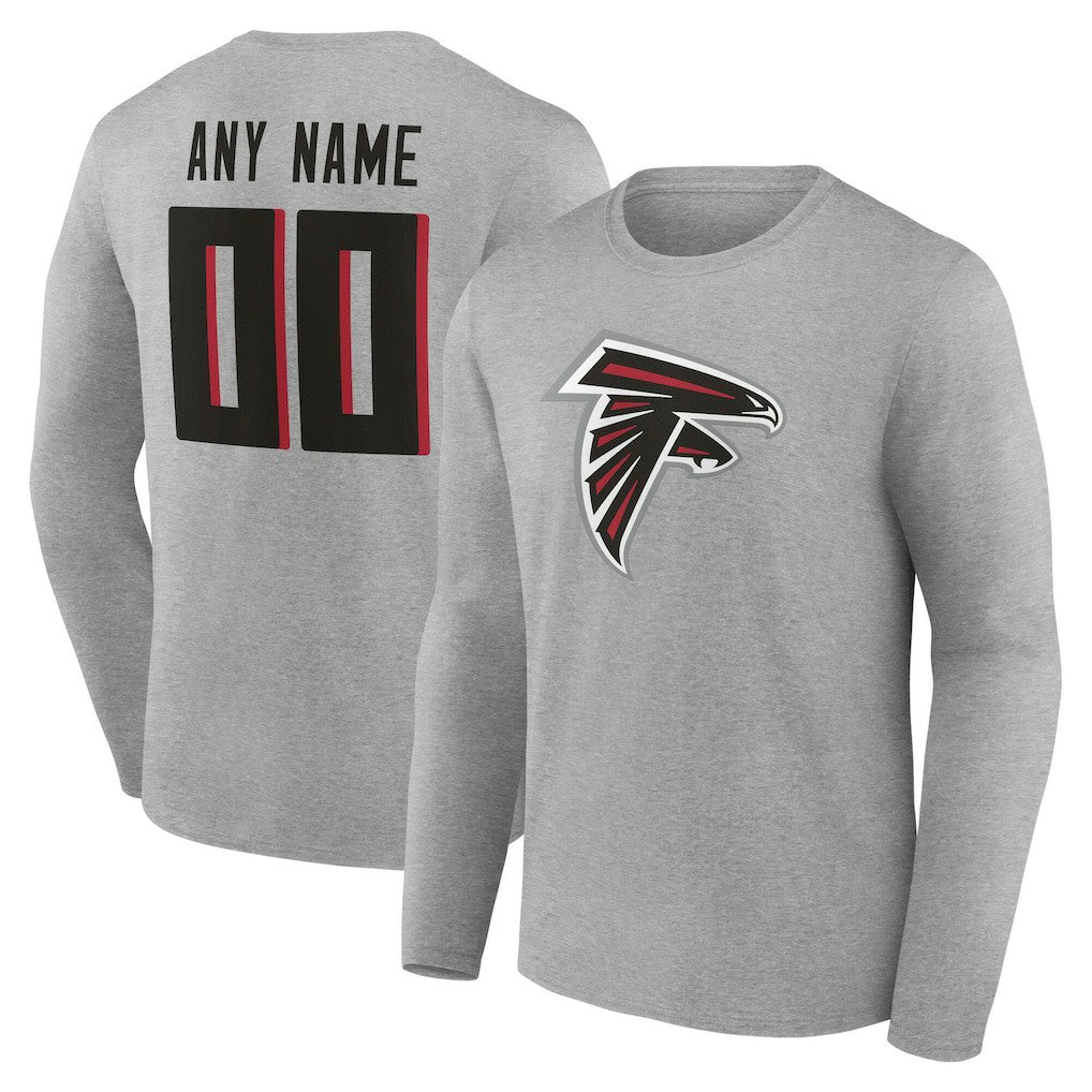Atlanta Falcons Team Authentic Personalized Name & Number Long Sleeve T-Shirt Gray