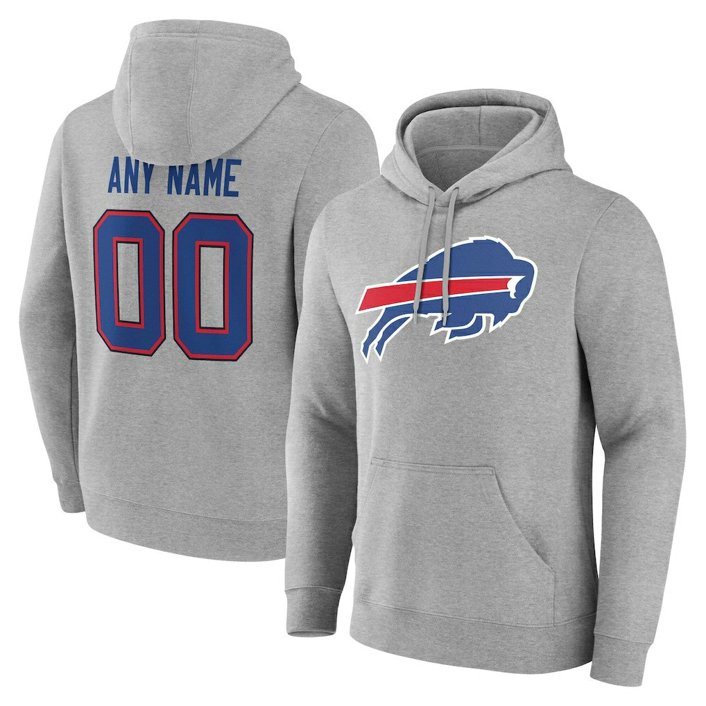 Buffalo Bills Team Authentic Personalized Name & Number Hoodie Gray