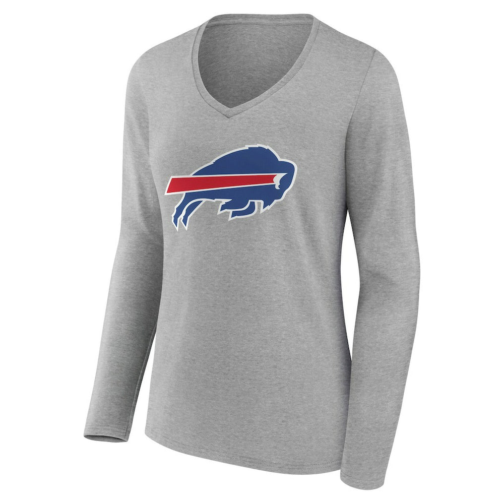 Buffalo Bills Women's Team Authentic Personalized Name & Number Long Sleeve V-Neck T-Shirt Gray