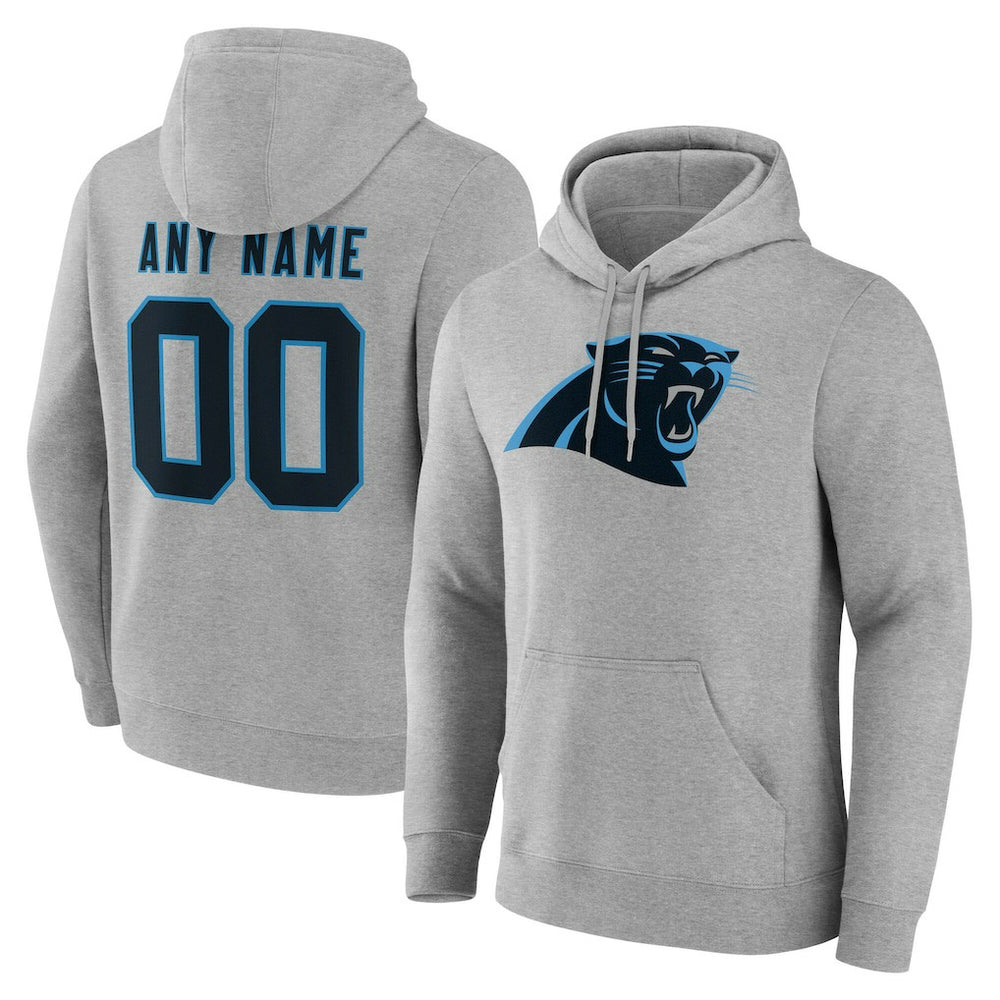 Carolina Panthers Team Authentic Personalized Name & Number Hoodie Gray