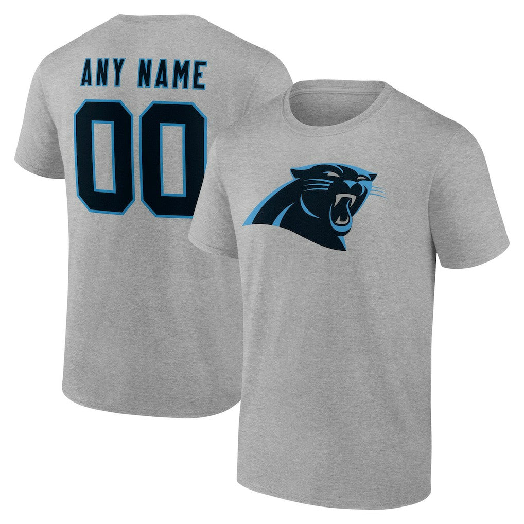 Carolina Panthers Team Authentic Personalized Name & Number T-Shirt Gray