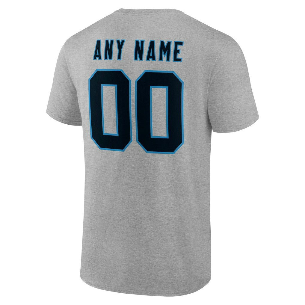 Carolina Panthers Team Authentic Personalized Name & Number T-Shirt Gray