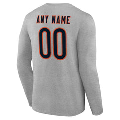 Chicago Bears Team Authentic Personalized Name & Number Long Sleeve T-Shirt Gray