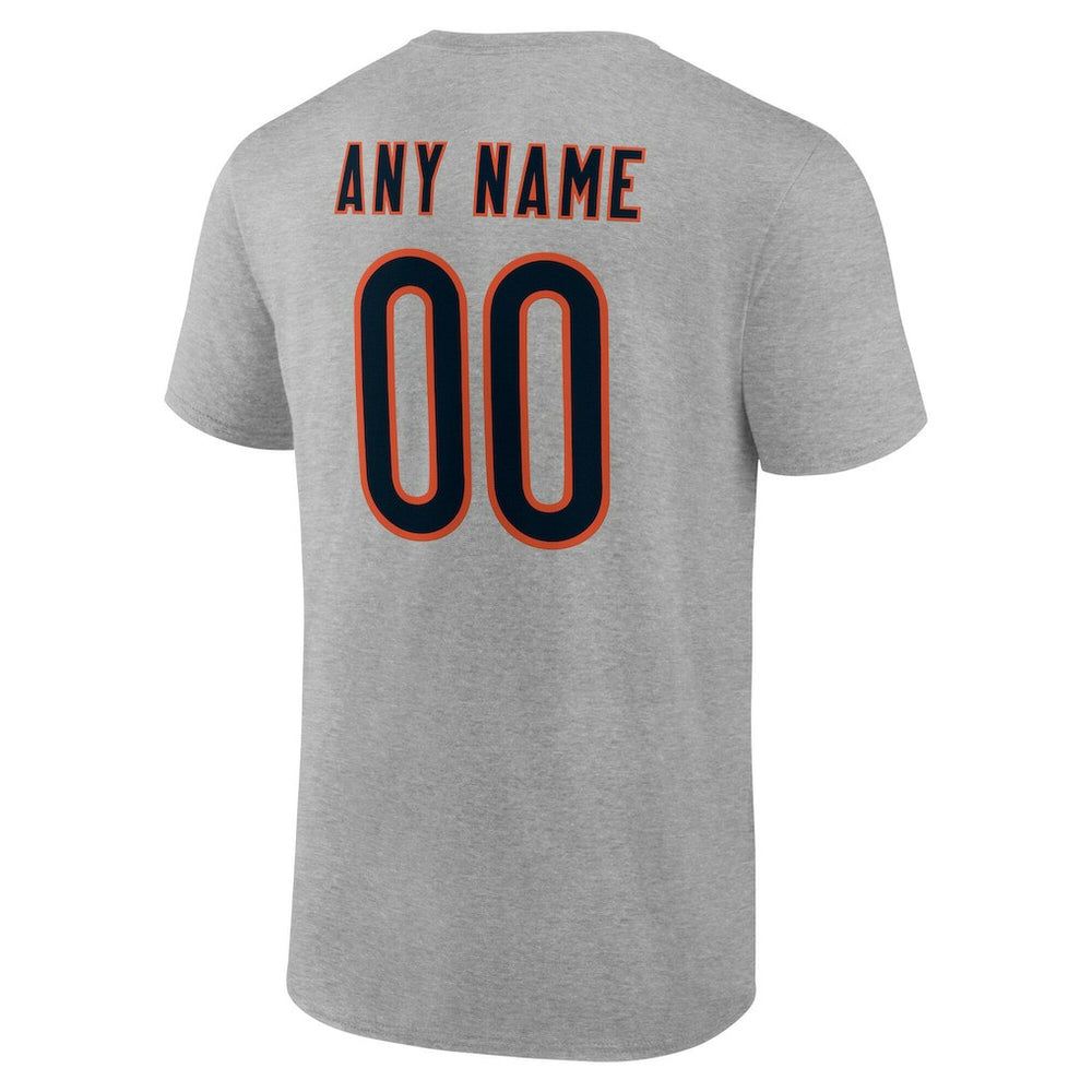 Chicago Bears Team Authentic Personalized Name & Number T-Shirt Gray