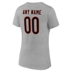 Chicago Bears Women's Team Authentic Personalized Name & Number V-Neck T-Shirt Gray