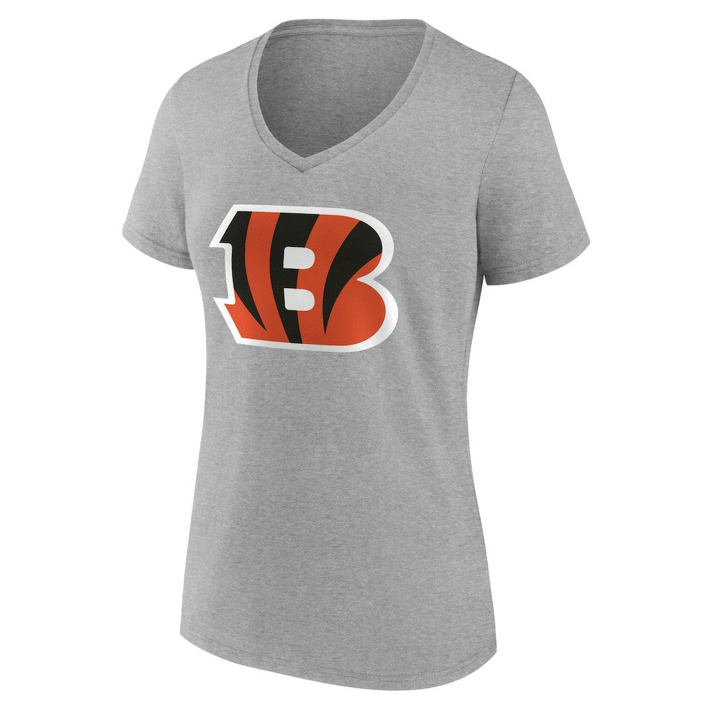 Cincinnati Bengals Women's Team Authentic Personalized Name & Number V-Neck T-Shirt Gray