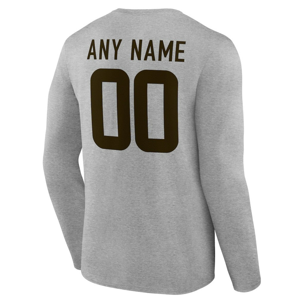 Cleveland Browns Team Authentic Personalized Name & Number Long Sleeve T-Shirt Gray
