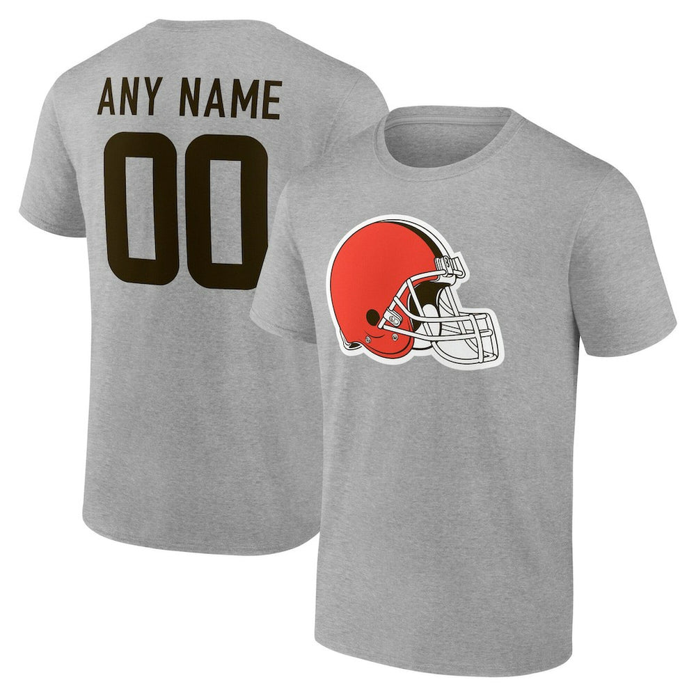Cleveland Browns Team Authentic Personalized Name & Number T-Shirt Gray
