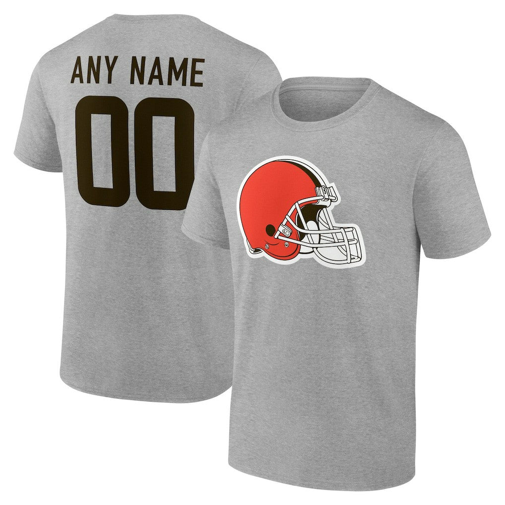 Cleveland Browns Team Authentic Personalized Name & Number T-Shirt Gray