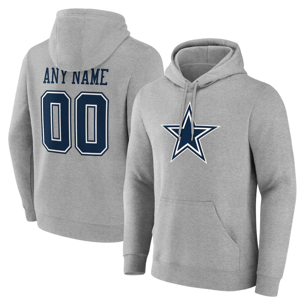 Dallas Cowboys Team Authentic Personalized Name & Number Hoodie Gray