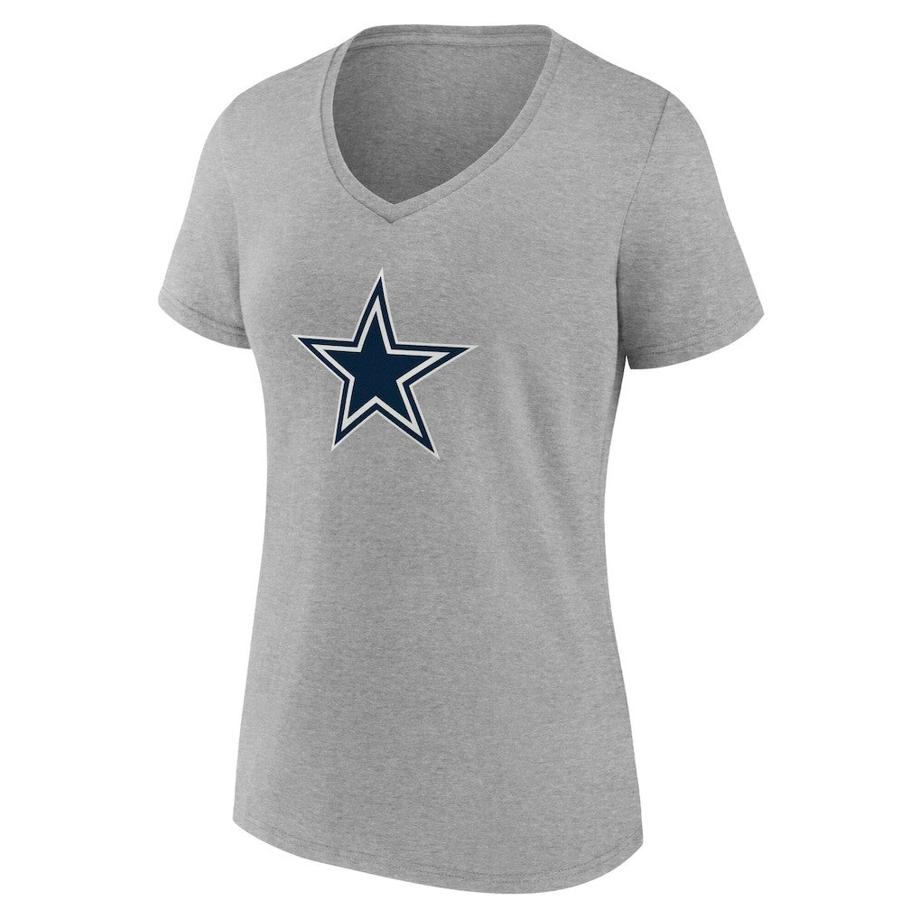 Dallas Cowboys Women's Team Authentic Personalized Name & Number V-Neck T-Shirt Gray