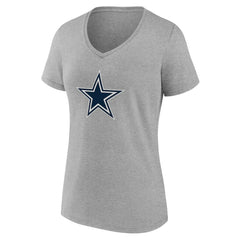 Dallas Cowboys Women's Team Authentic Personalized Name & Number V-Neck T-Shirt Gray