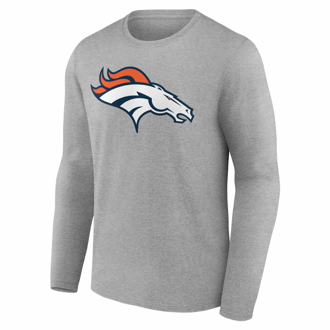 Denver Broncos Team Authentic Personalized Name & Number Long Sleeve T-Shirt Gray