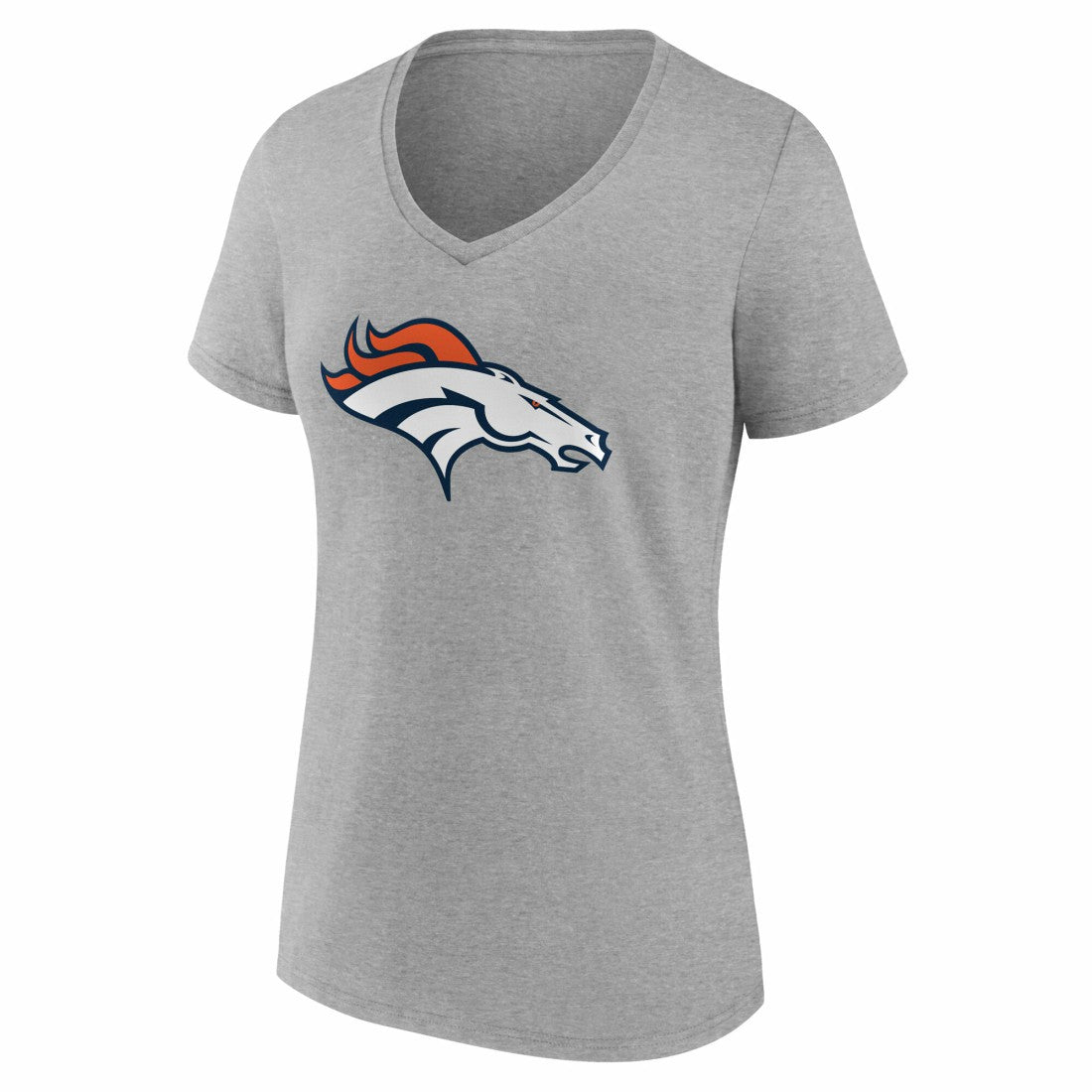 Denver Broncos Women's Team Authentic Personalized Name & Number V-Neck T-Shirt Gray