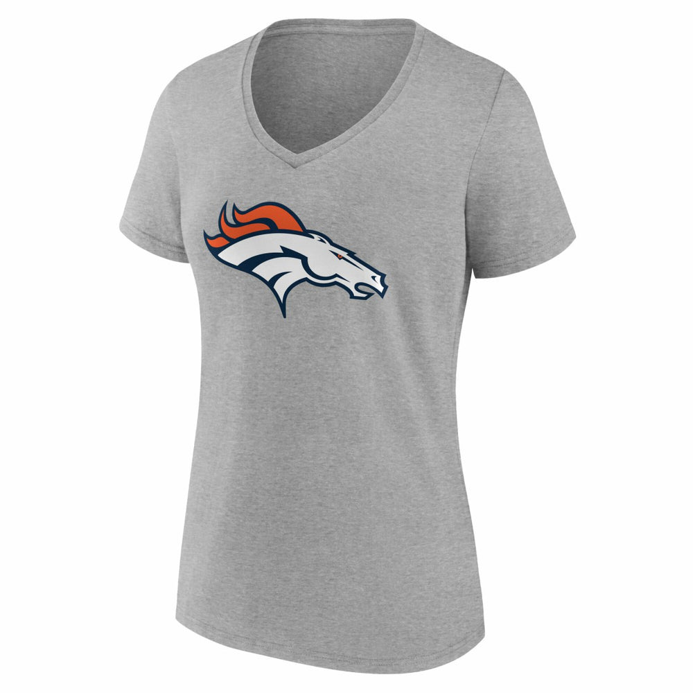 Denver Broncos Women's Team Authentic Personalized Name & Number V-Neck T-Shirt Gray