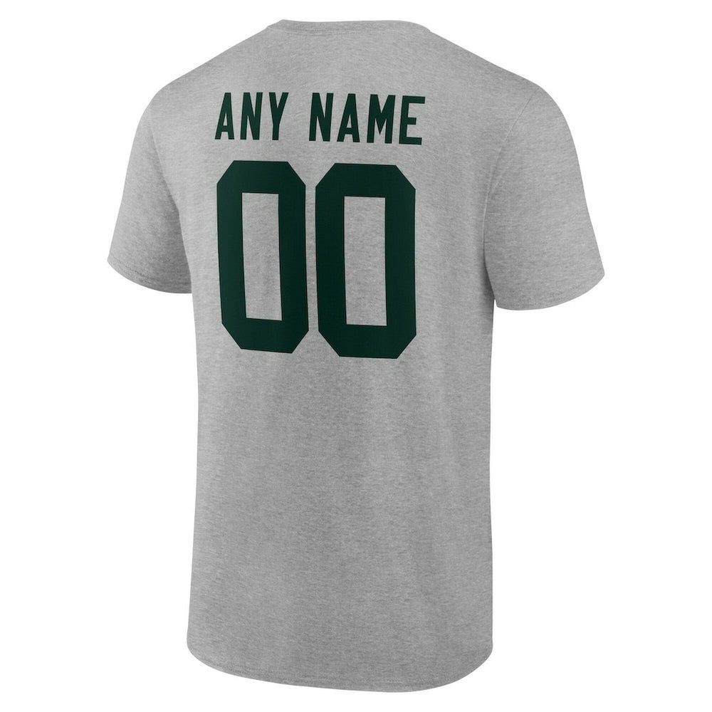 Green Bay Packers Team Authentic Personalized Name & Number T-Shirt Gray