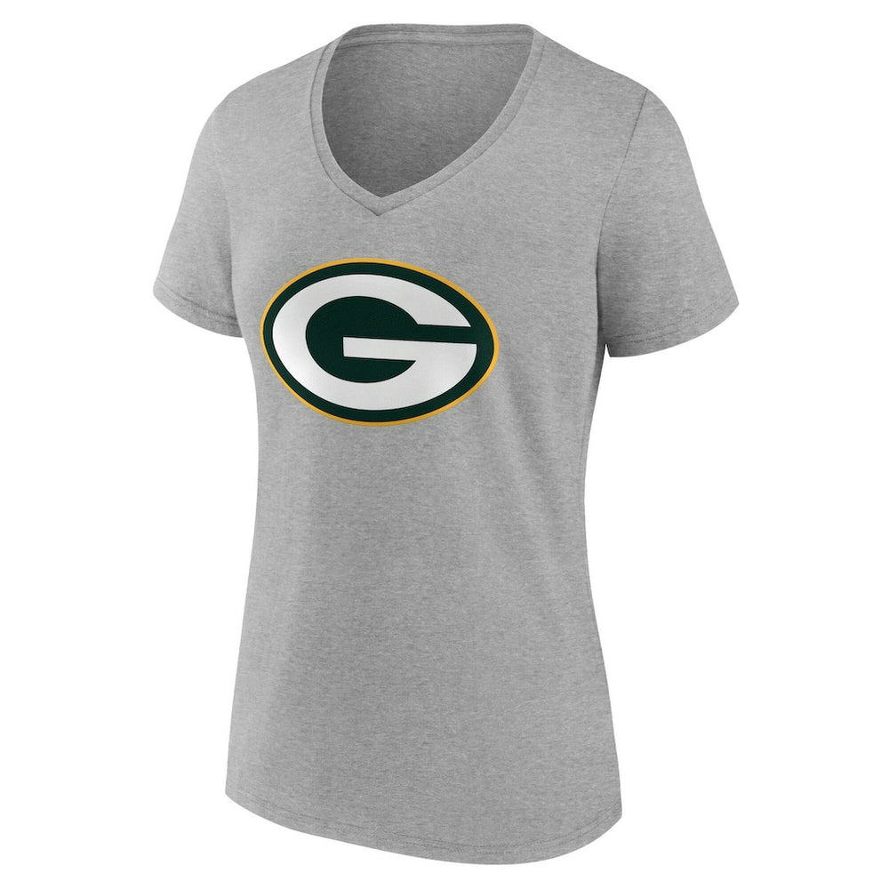 Green Bay Packers Women's Team Authentic Personalized Name & Number V-Neck T-Shirt Gray