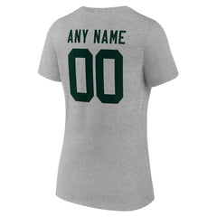Green Bay Packers Women's Team Authentic Personalized Name & Number V-Neck T-Shirt Gray