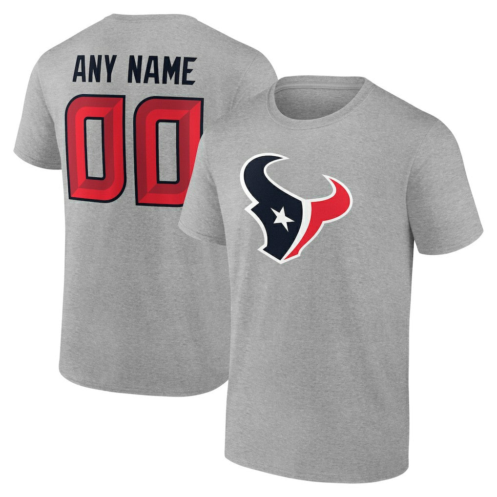Houston Texans Team Authentic Personalized Name & Number T-Shirt Gray