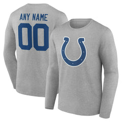 Indianapolis Colts Team Authentic Personalized Name & Number Long Sleeve T-Shirt Gray