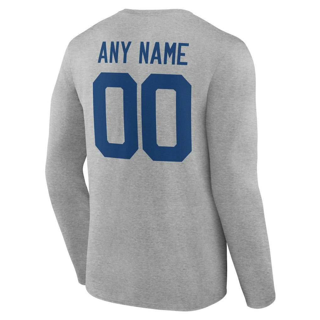 Indianapolis Colts Team Authentic Personalized Name & Number Long Sleeve T-Shirt Gray