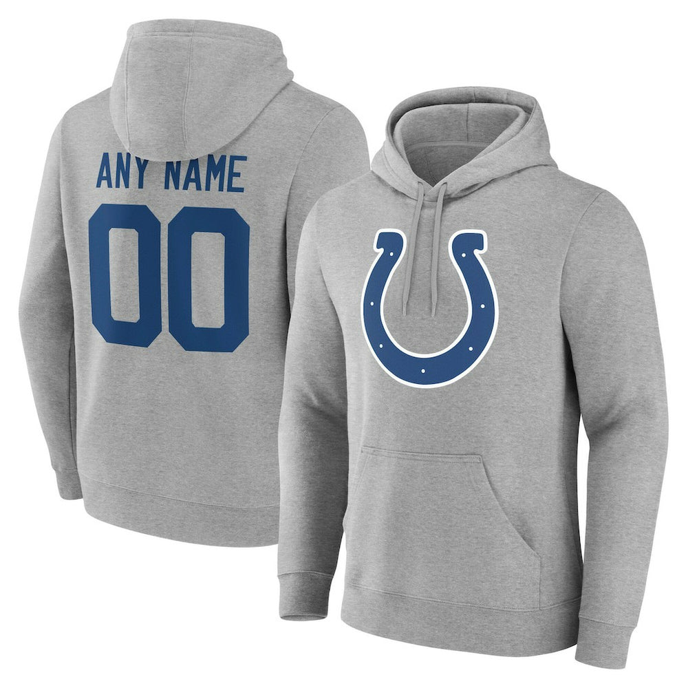 Indianapolis Colts Team Authentic Personalized Name & Number Hoodie Gray