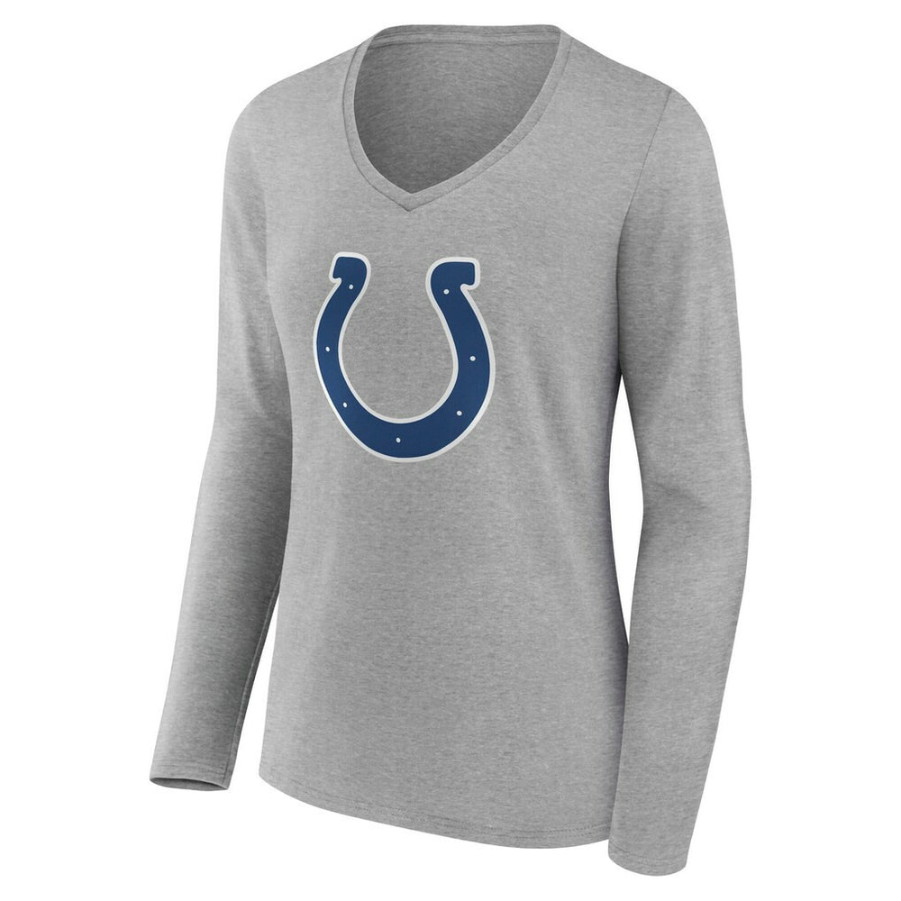Indianapolis Colts Women's Team Authentic Personalized Name & Number Long Sleeve V-Neck T-Shirt Gray