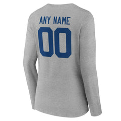 Indianapolis Colts Women's Team Authentic Personalized Name & Number Long Sleeve V-Neck T-Shirt Gray