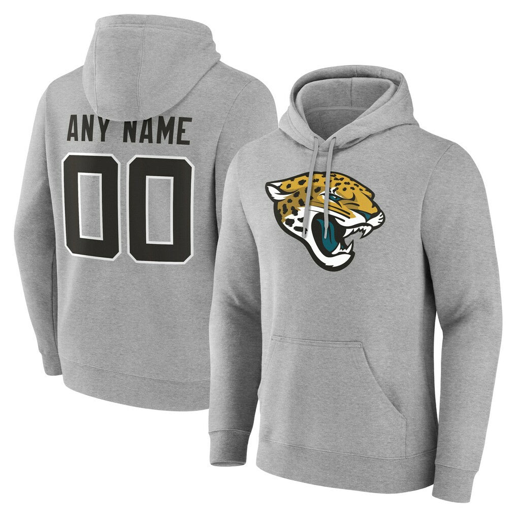 Jacksonville Jaguars Team Authentic Personalized Name & Number Hoodie Gray