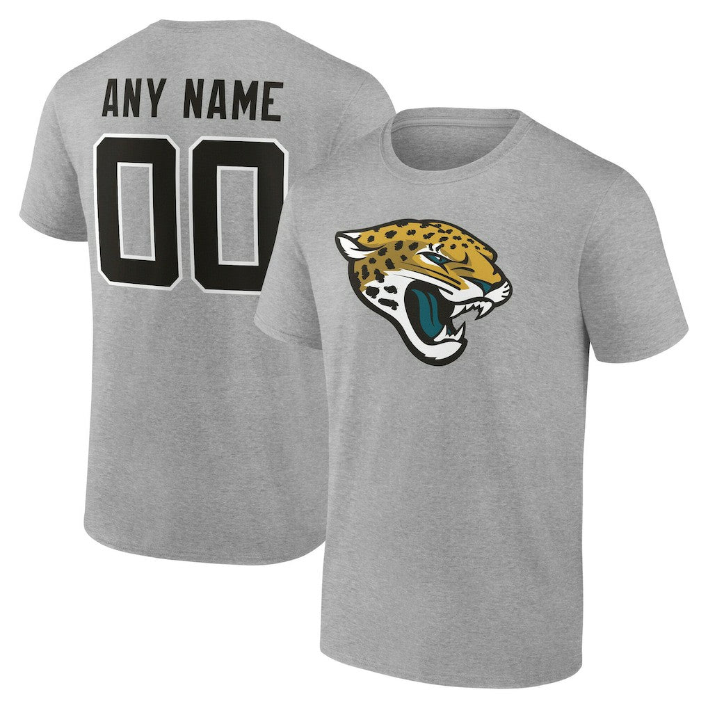 Jacksonville Jaguars Team Authentic Personalized Name & Number T-Shirt Gray