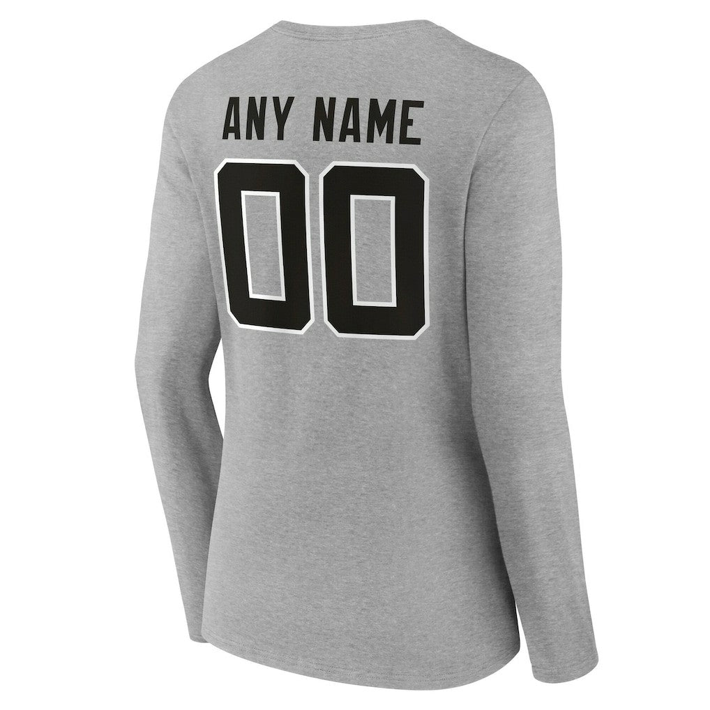 Jacksonville Jaguars Women's Team Authentic Personalized Name & Number Long Sleeve V-Neck T-Shirt Gray