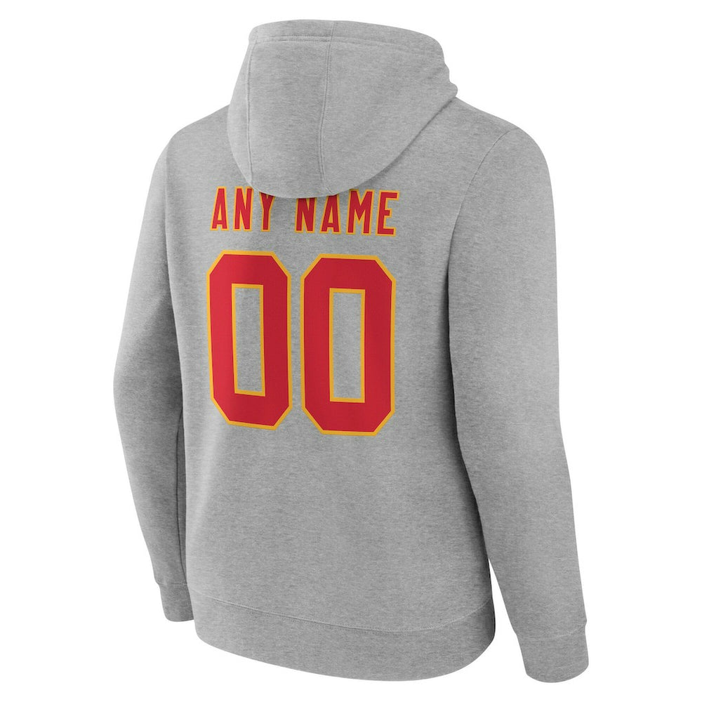 Kansas City Chiefs Team Authentic Personalized Name & Number Hoodie Gray