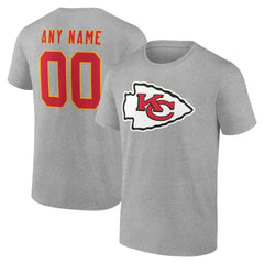 Kansas City Chiefs Team Authentic Personalized Name & Number T-Shirt Gray
