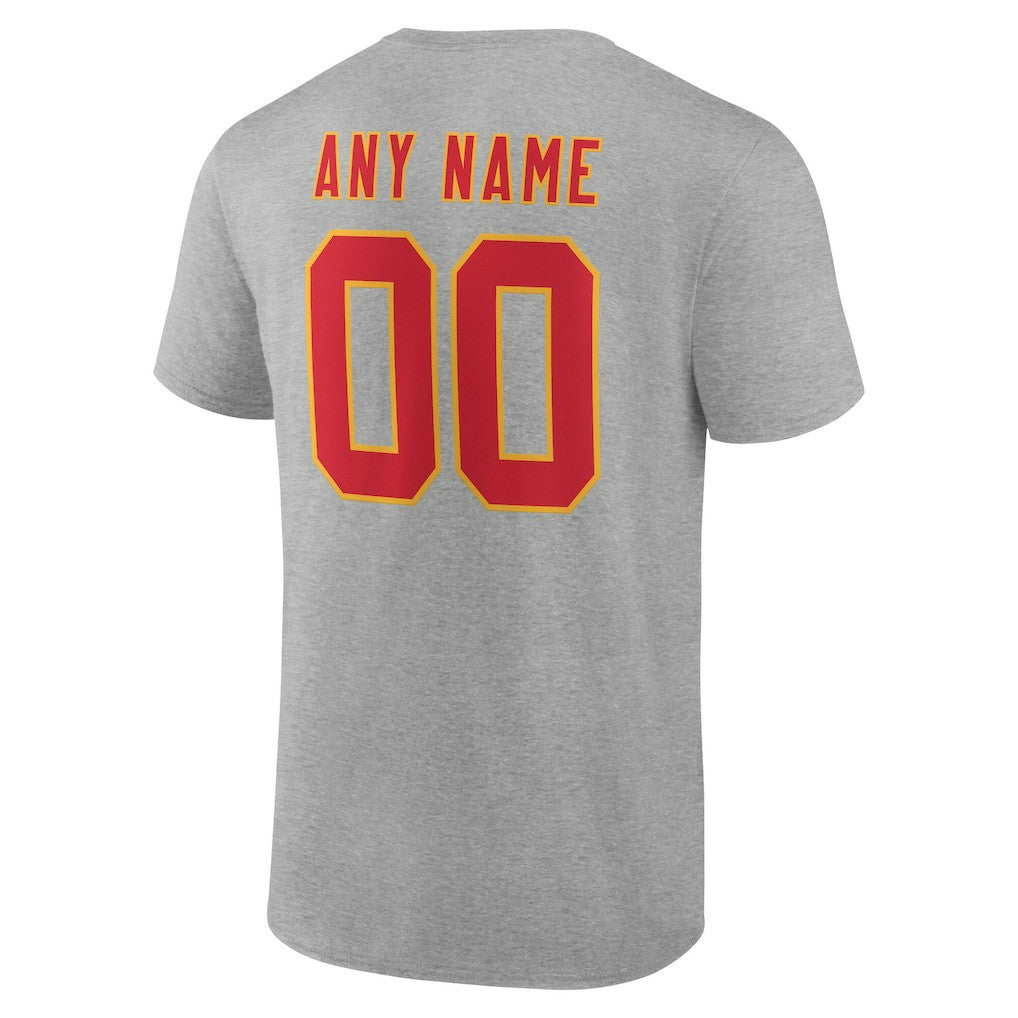 Kansas City Chiefs Team Authentic Personalized Name & Number T-Shirt Gray