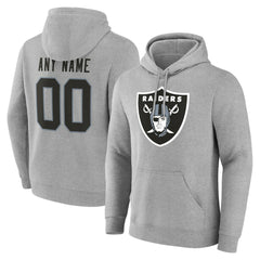 Las Vegas Raiders Team Authentic Personalized Name & Number Hoodie Gray