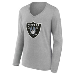 Las Vegas Raiders Women's Team Authentic Personalized Name & Number Long Sleeve V-Neck T-Shirt Gray