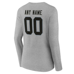 Las Vegas Raiders Women's Team Authentic Personalized Name & Number Long Sleeve V-Neck T-Shirt Gray