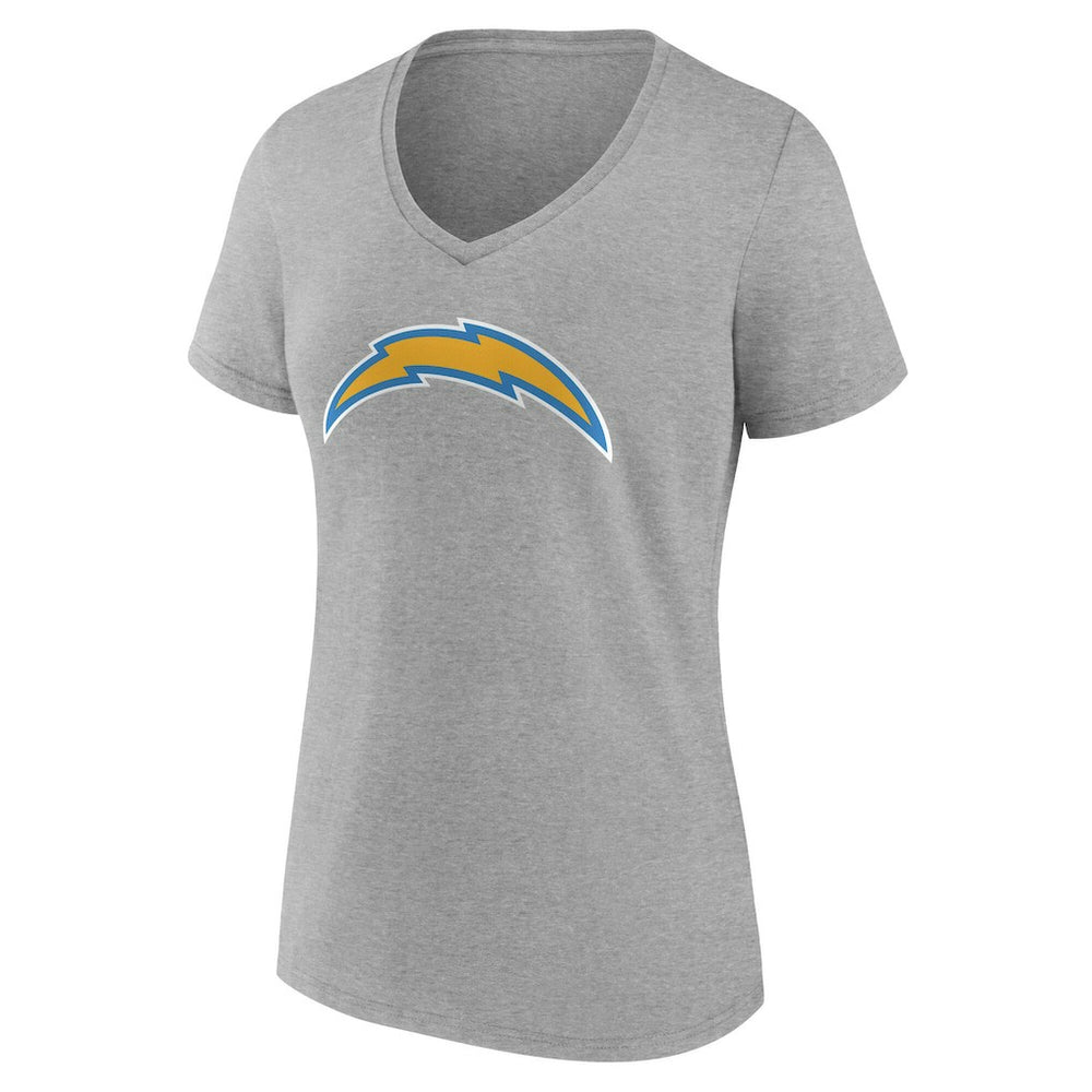 Los Angeles Chargers Women's Team Authentic Personalized Name & Number V-Neck T-Shirt Gray