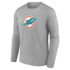 Miami Dolphins Team Authentic Personalized Name & Number Long Sleeve T-Shirt Gray