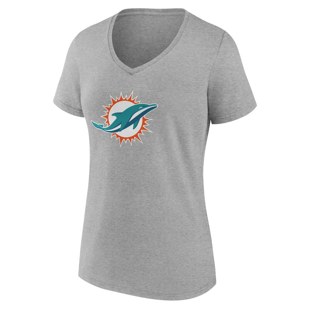 Miami Dolphins Women's Team Authentic Personalized Name & Number V-Neck T-Shirt Gray