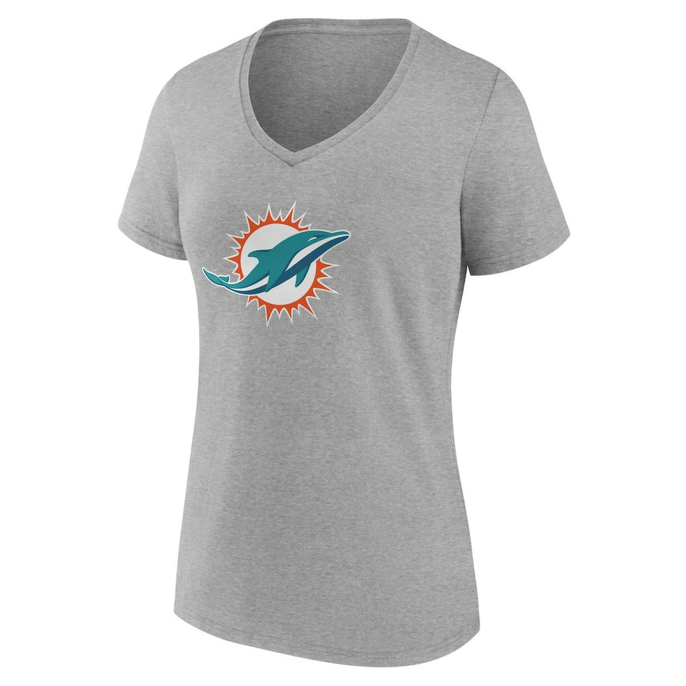 Miami Dolphins Women's Team Authentic Personalized Name & Number V-Neck T-Shirt Gray