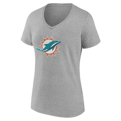 Miami Dolphins Women's Team Authentic Personalized Name & Number V-Neck T-Shirt Gray