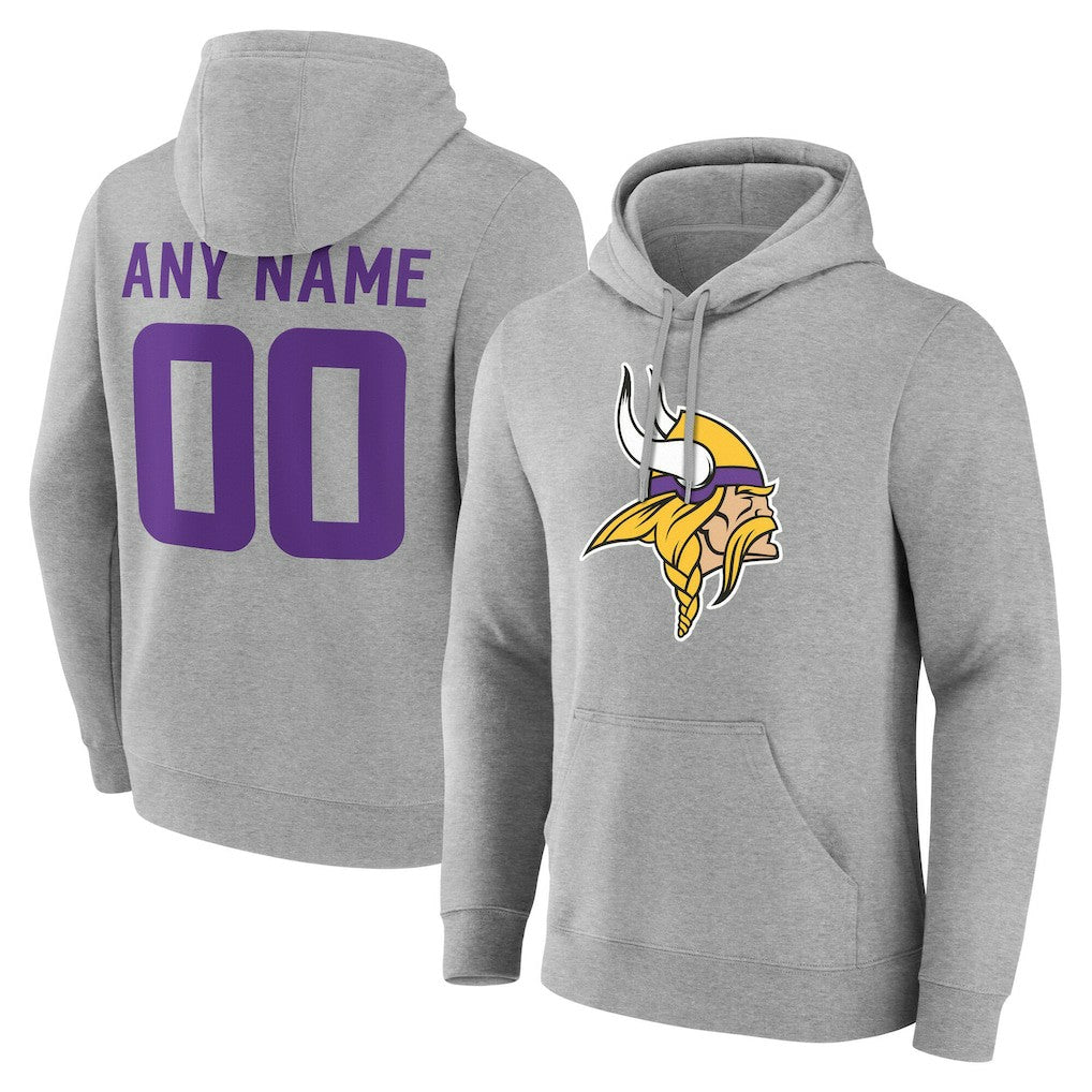 Minnesota Vikings Team Authentic Personalized Name & Number Hoodie Gray