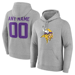 Minnesota Vikings Team Authentic Personalized Name & Number Hoodie Gray