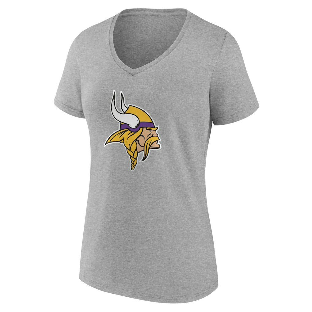 Minnesota Vikings Women's Team Authentic Personalized Name & Number V-Neck T-Shirt Gray