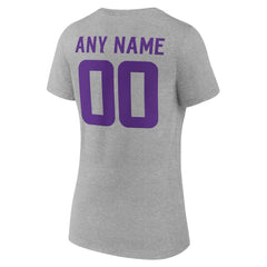 Minnesota Vikings Women's Team Authentic Personalized Name & Number V-Neck T-Shirt Gray