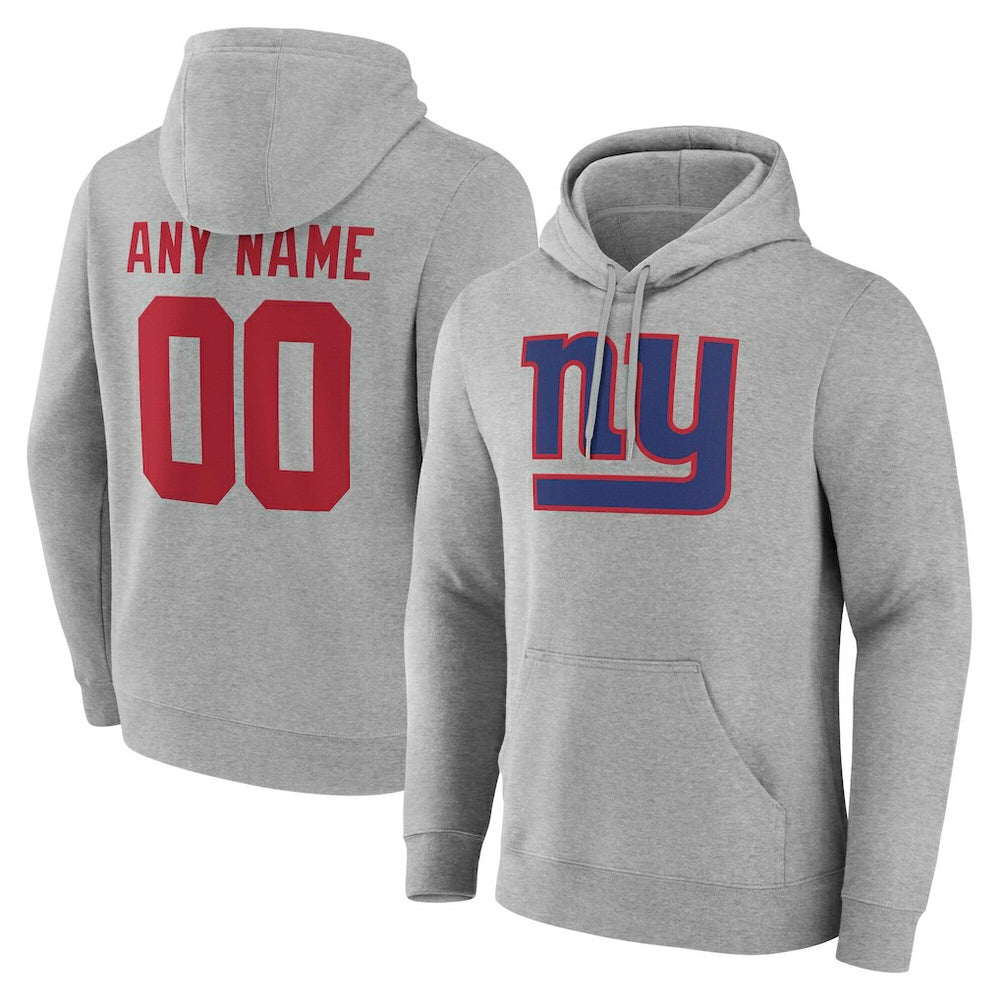 New York Giants Team Authentic Personalized Name & Number Hoodie Gray