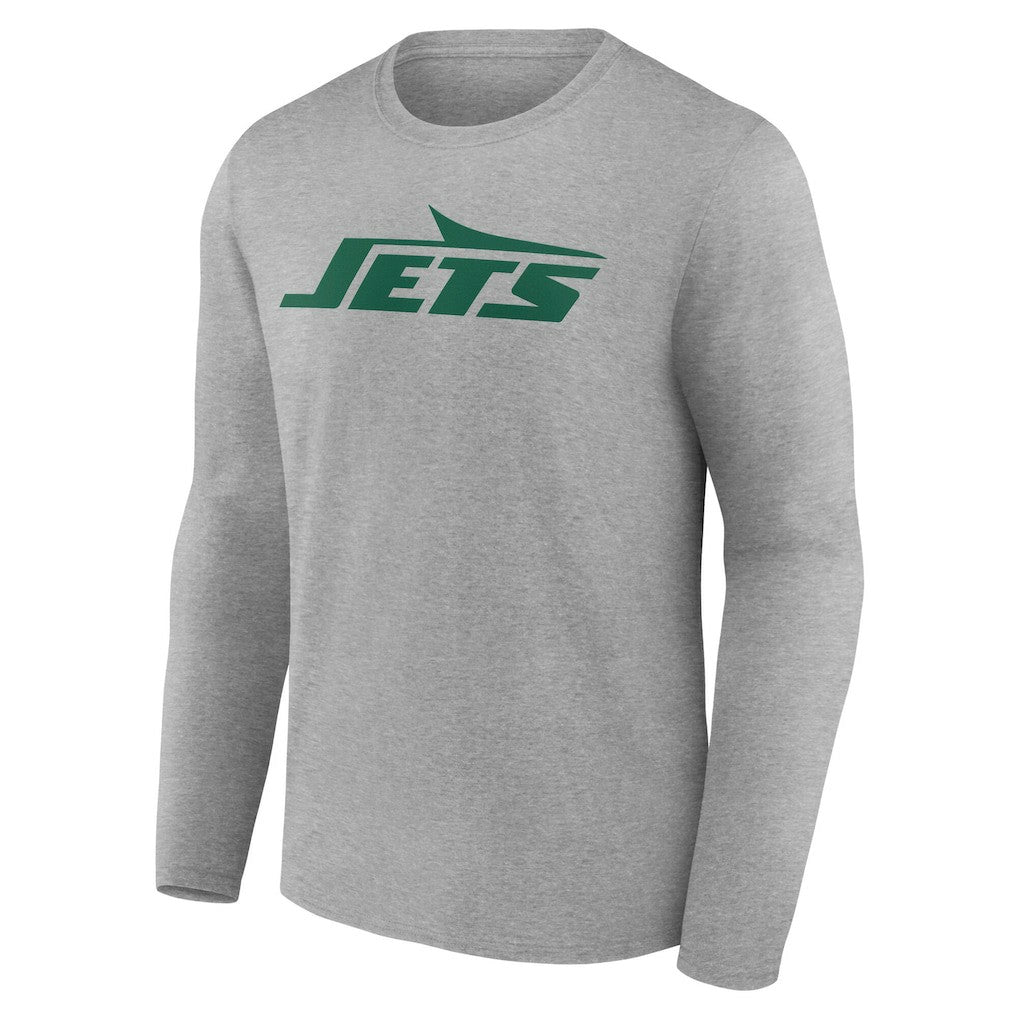 New York Jets Team Authentic Personalized Name & Number Long Sleeve T-Shirt Gray