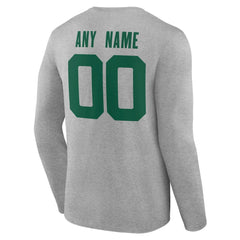 New York Jets Team Authentic Personalized Name & Number Long Sleeve T-Shirt Gray